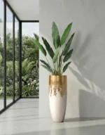 Ukrasna tegla Luxe Lite Universe 70 Ukrasna tegla za cvijeće Luxe 90 cm bijelo-zlatna