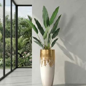 Ukrasna tegla Luxe Lite Universe 70 Ukrasna tegla za cvijeće Luxe 90 cm bijelo-zlatna