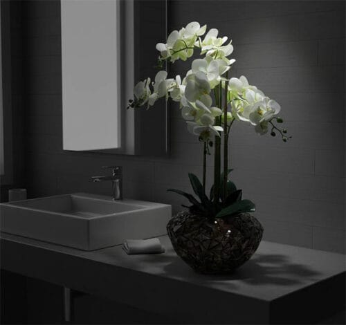 Orhideja bijela 60 cm u tegli (real tocuh)