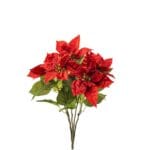Umjetni božićni cvijet Poinsettia 42 cm crvene boje s 5 cvjetova