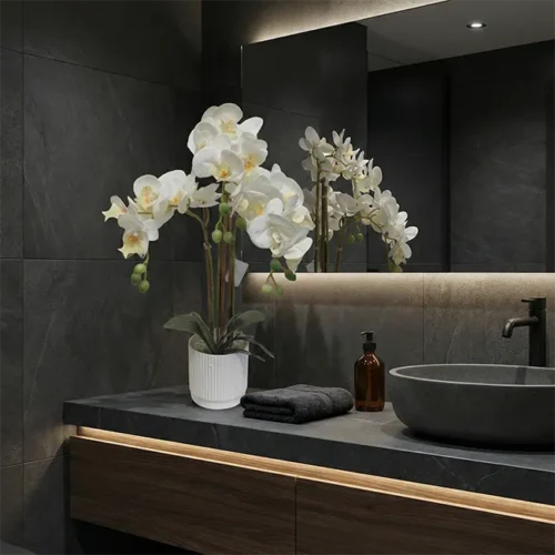 Umjetna orhideja bijela 52 cm