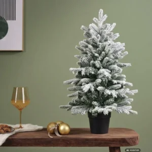 Umjetno zasnježeno božićno drvce Grandis 90 cm u crnoj posudi